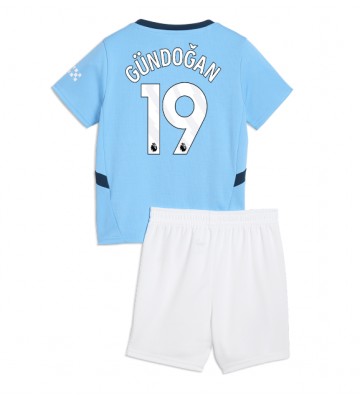 Manchester City Ilkay Gundogan #19 Primera Equipación Niños 2024-25 Manga Corta (+ Pantalones cortos)